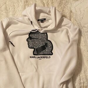 Karl Lagerfeld White Graphic Hoodie Like New-size XXL.